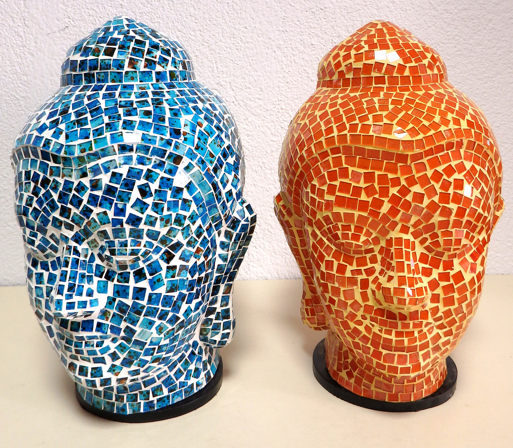 Stolná lampa BUDHA, 38 cm, ručná práca, mozaika