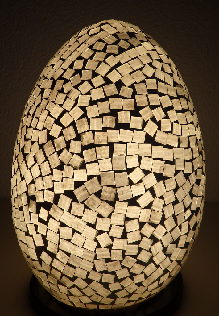 Stolná lampa biela, 30 cm, oválna