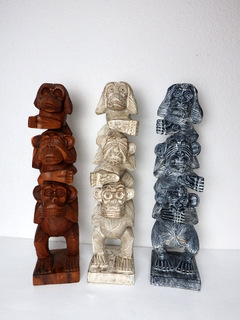 Soška 3 opice, exotické drevo , ručná práca,v.:50 cm