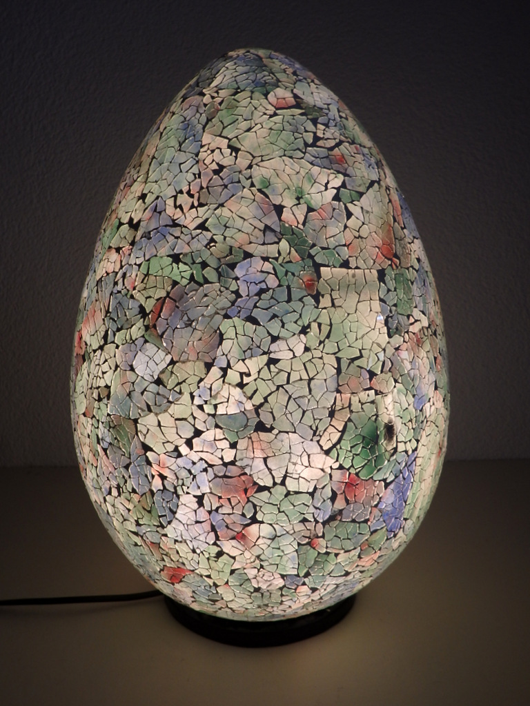 Stolná lampa sivá EGG , 40 cm ručná práca