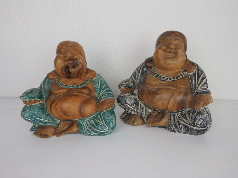 Soška Happy Budha, drevo, ručná práca  20 cm