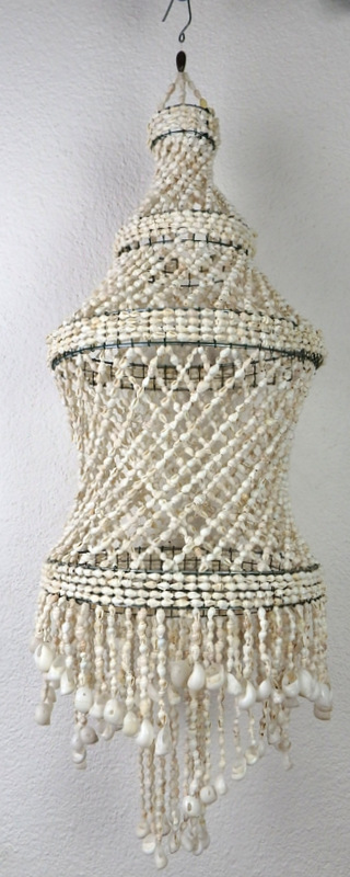 Luster biely z pravých mušlí , 80 cm