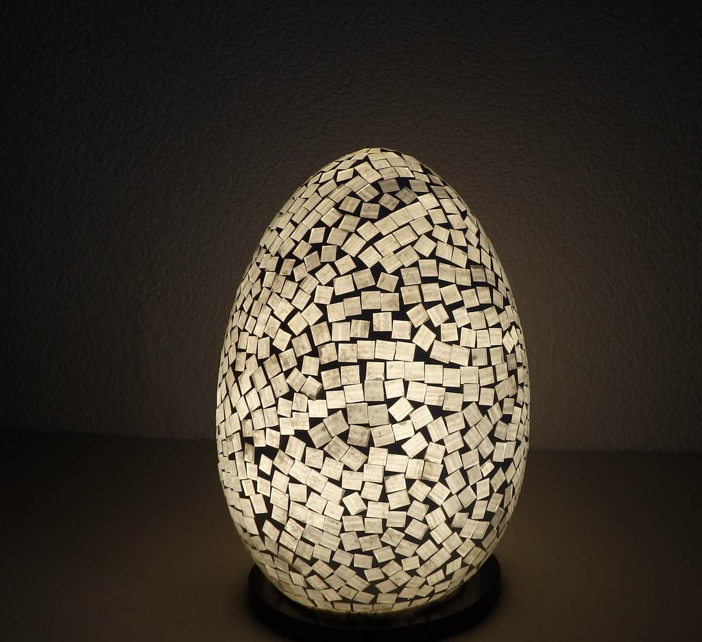 Stolná lampa biela, 30 cm, oválna