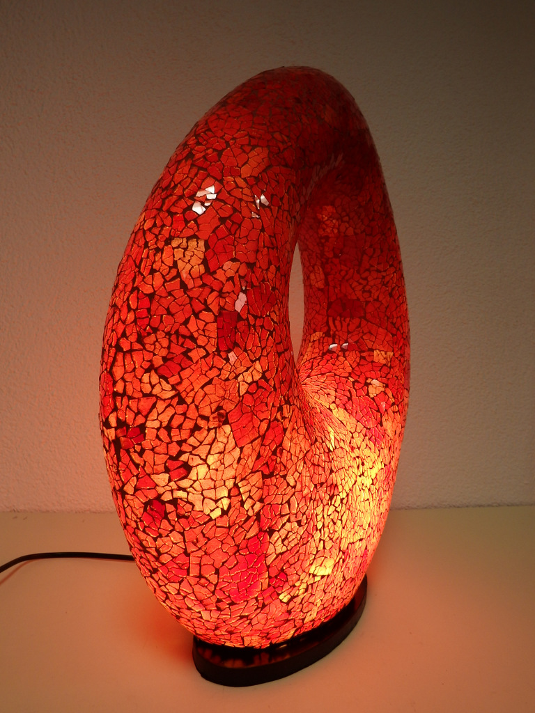 Stolná lampa OVAL červená, 50 cm, ručná práca