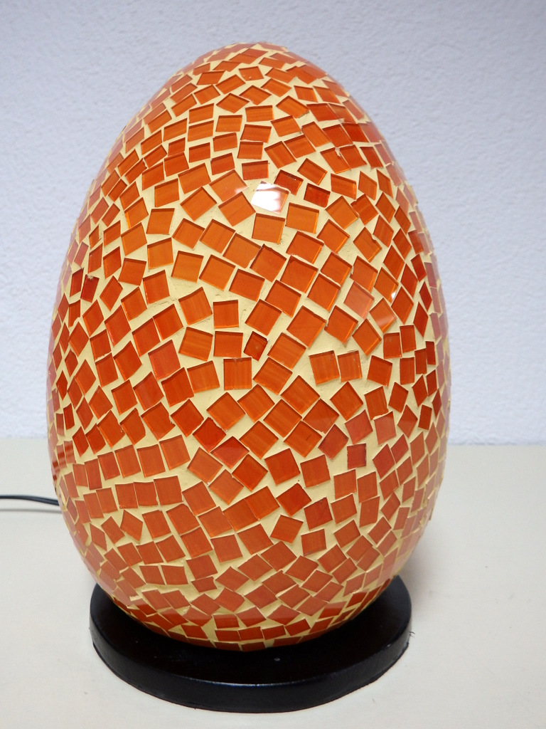 Stolná lampa oranžová EGG , ručná práca