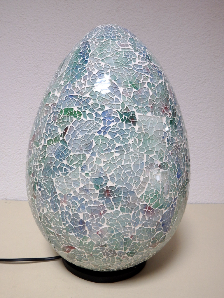 Stolná lampa sivá EGG , 40 cm ručná práca