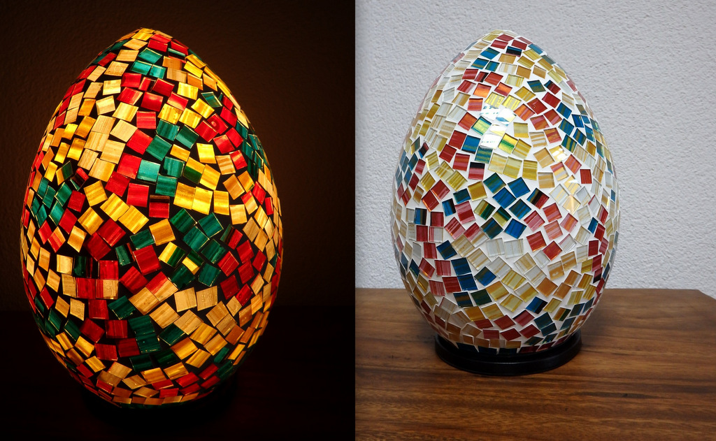 Stolná lampa EGG , 30 cm, viacfarebná, ručná práca