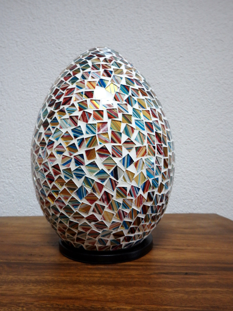 Stolná lampa farebná/zlatá , 30 cm, ručná práca,