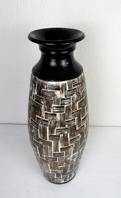 Váza hnedá NATUR II., keramika, ručná práca, Indonézia, 60 cm