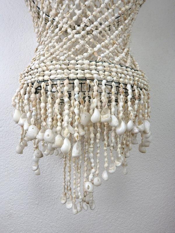Luster biely z pravých mušlí , 80 cm