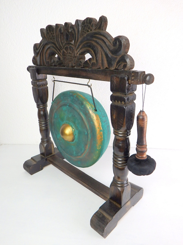 Dekorácia GONG, funkčný hudobný nástroj, drevo a kov, ručná práca