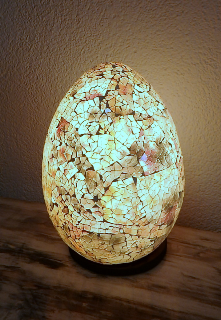 Stolná lampa ART EGG, 25 cm ružová, ručná práca
