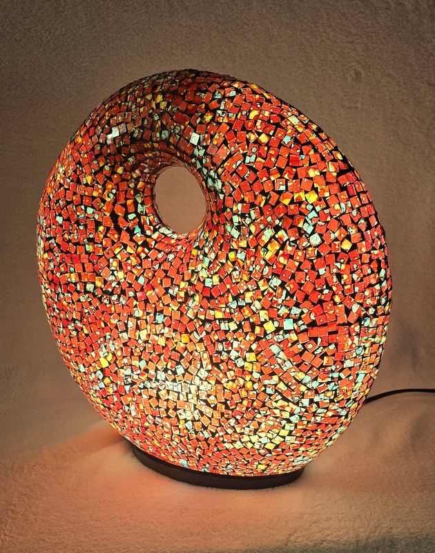 Stolná lampa ART DONAT, vínová, 36 cm ručná práca