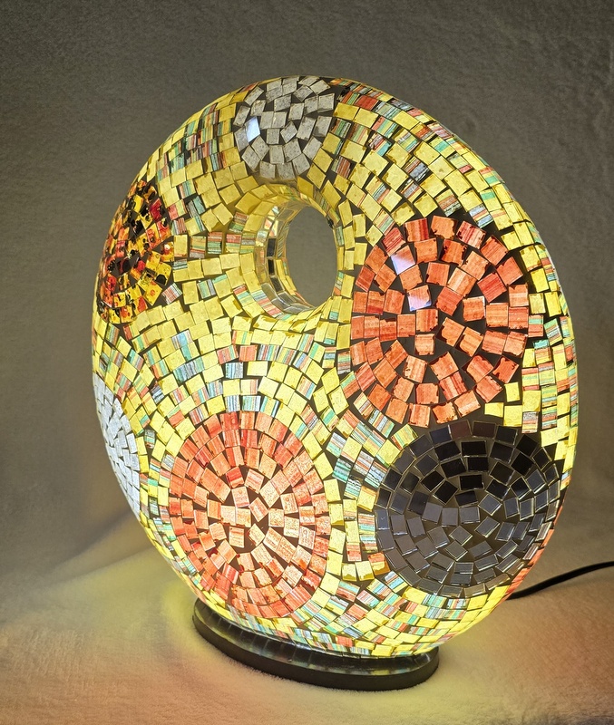 Stolná lampa ART DONAT, 37 cm, žltá farebná, ručná práca