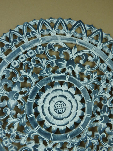 Dekorácia na stenu MANDALA modrá/biela, 60 cm