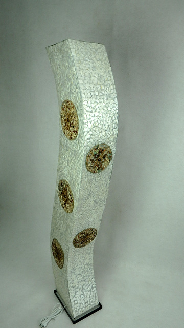 Stojacia lampa SIRIUS biela, 150 cm., pravá perleť, ručná práca