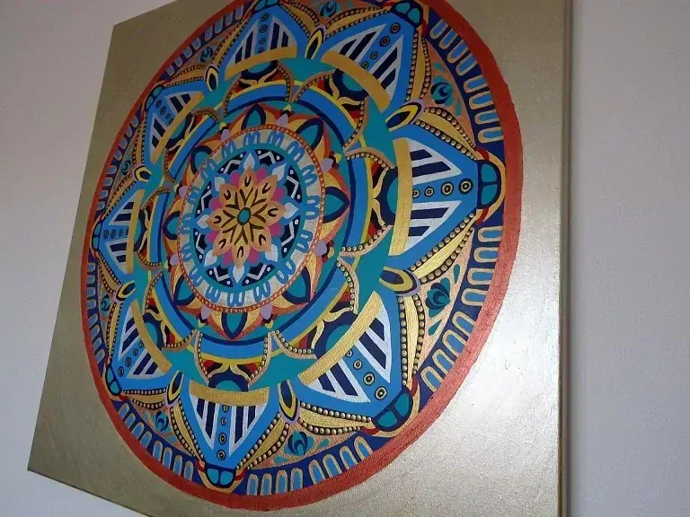 Obraz Mandala Serenity - modrá, 90x90 cm, ručná maľba