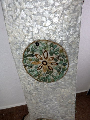 Stojacia lampa SIRIUS,  pravá  perleť, biela, ručná práca, 150 cm