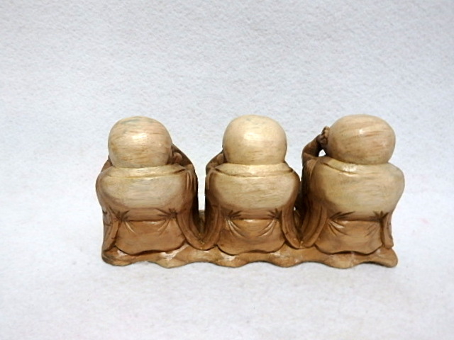 Soška Traja budhovia, exotické drevo, ručná práca, Indonézia