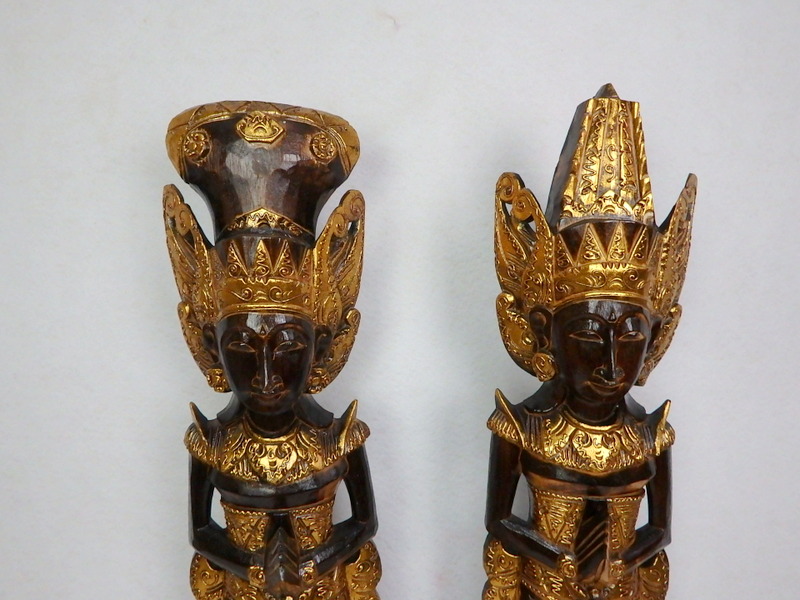 Sošky RÁMA SITA - pár 100 cm, hnedá zlatá, exotické drevo, ručná práca