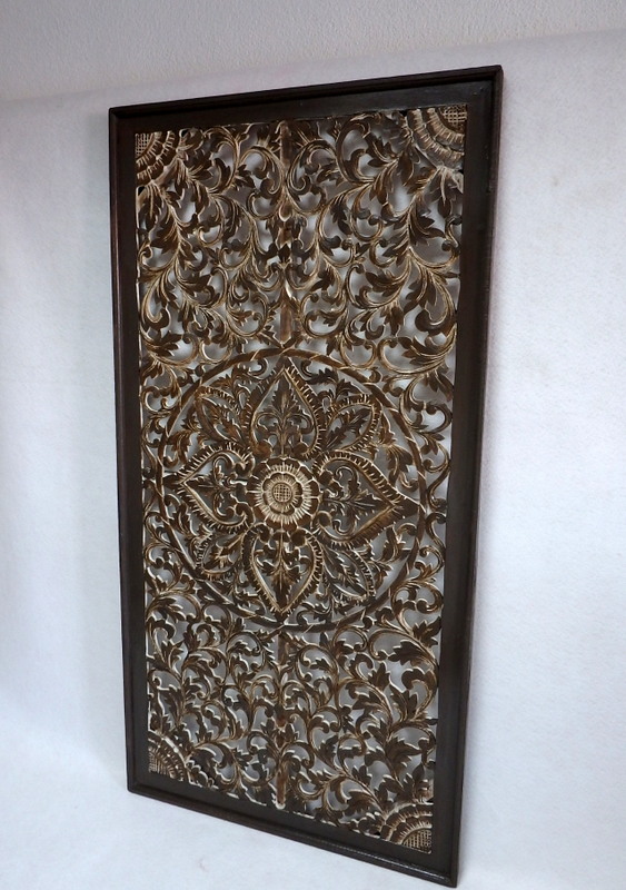 Dekorácia na stenu PANEL FLOWER - Mandala hnedá, 160x80 cm, drevo, ručná práca