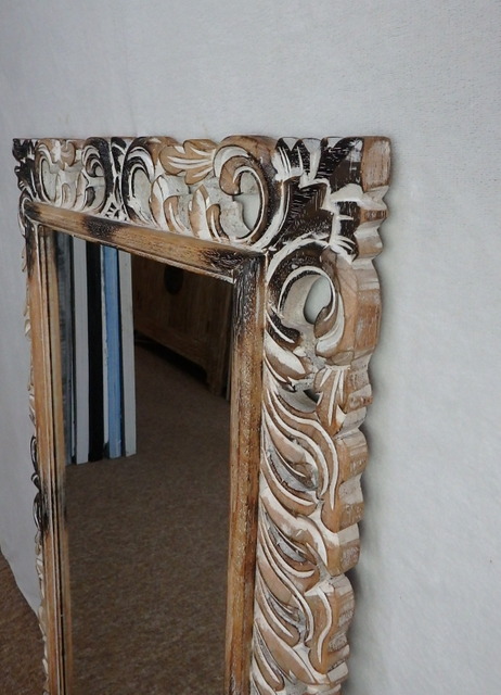 Zrkadlo LUGAR hnedé mix, 100x60 cm, exotické drevo, ručná práca