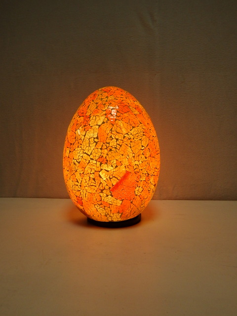 Lampa stolná oranžová Egg, ručná práca, mozaika, 35cm