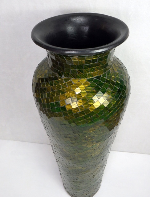 Váza zelená  DIVA ,80 cm, keramika, ručná mozaika,