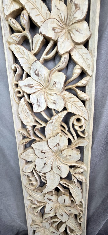 Dekorácia na stenu HYBISCUS béžová, 100 x 20 cm, exotické drevo, ručná práca