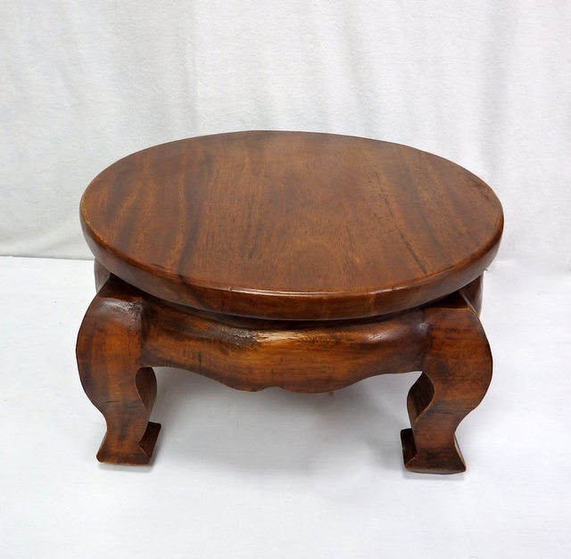 Stolík okrúhly meditačný, exotické drevo, Thajsko