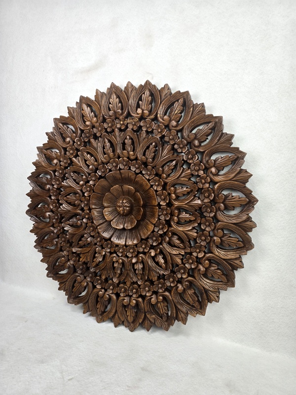 Dekorácia na stenu Mandala FELISITA, 90 cm, teak masív, okrúhla
