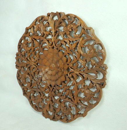 Dekorácia na stenu Mandala ISABELL, 90 cm, teakové drevo, okrúhla