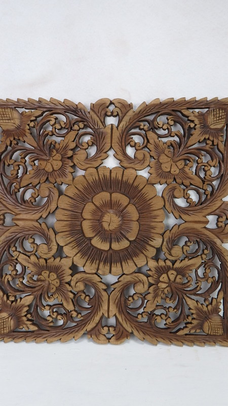 Dekorácia na stenu Mandala LOVE, teakové drevo, 60 cm,hnedá patina, ručná práca