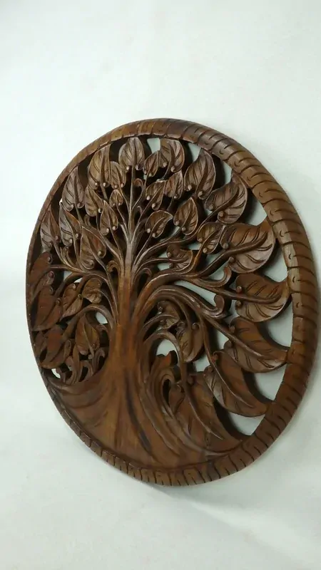 Dekorácia na stenu Strom života 90cm,hnedá, okrúhla, drevo, ručná práca