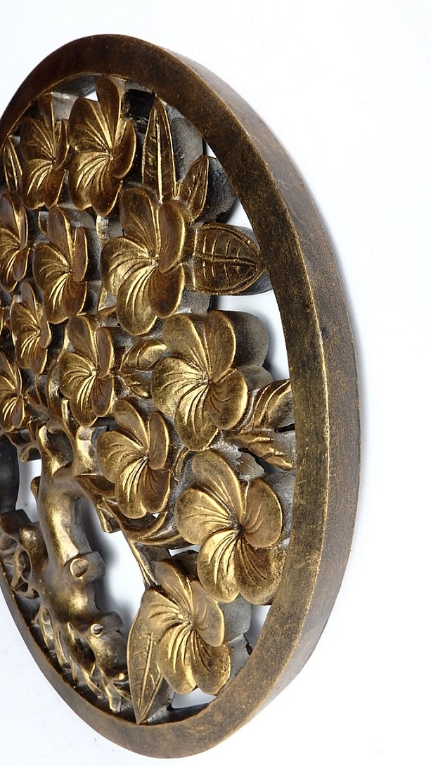 Závesná dekorácia Strom života zlatý, 40 cm, okrúhly