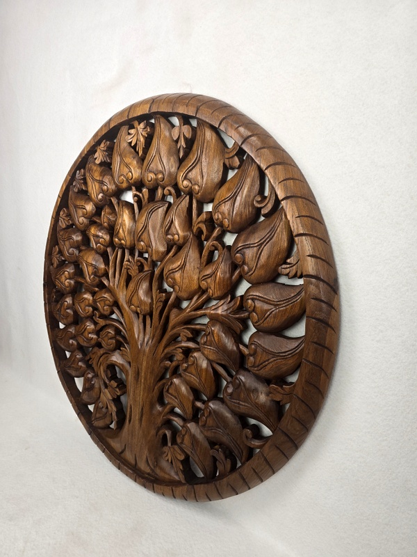 Dekorácia na stenu Strom života veľká mandala z masívu teak