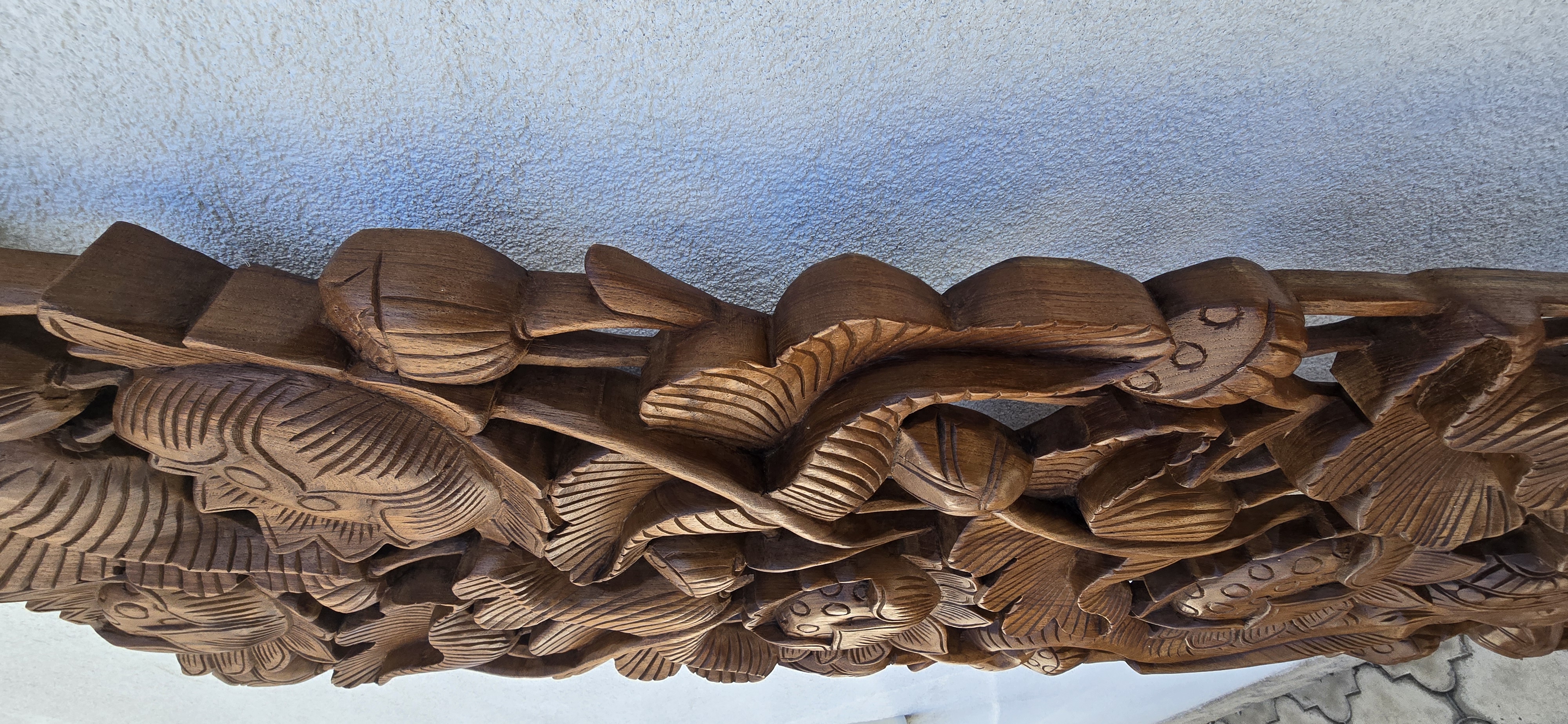Dekorácia na stenu 180 cm - SLONY - teakové drevo, ručná práca 
