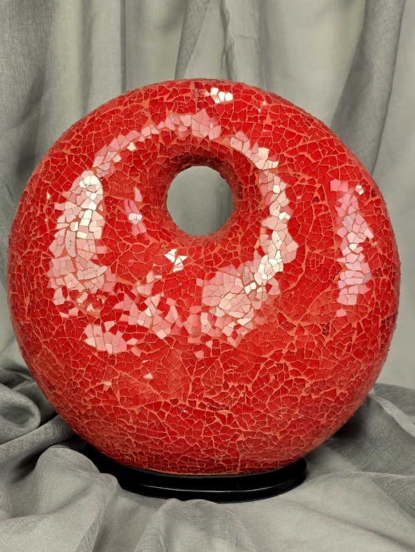 Stolná lampa červená DONAT, ručná práca 