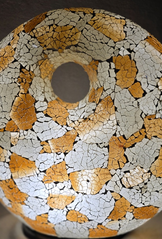Stolná lampa žltá, DONAT, ručná práca