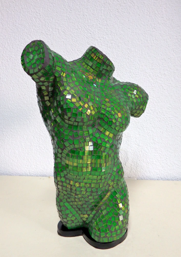 Stolná lampa zelená MEN BODY, 41 cm,  ručná práca, mozaika