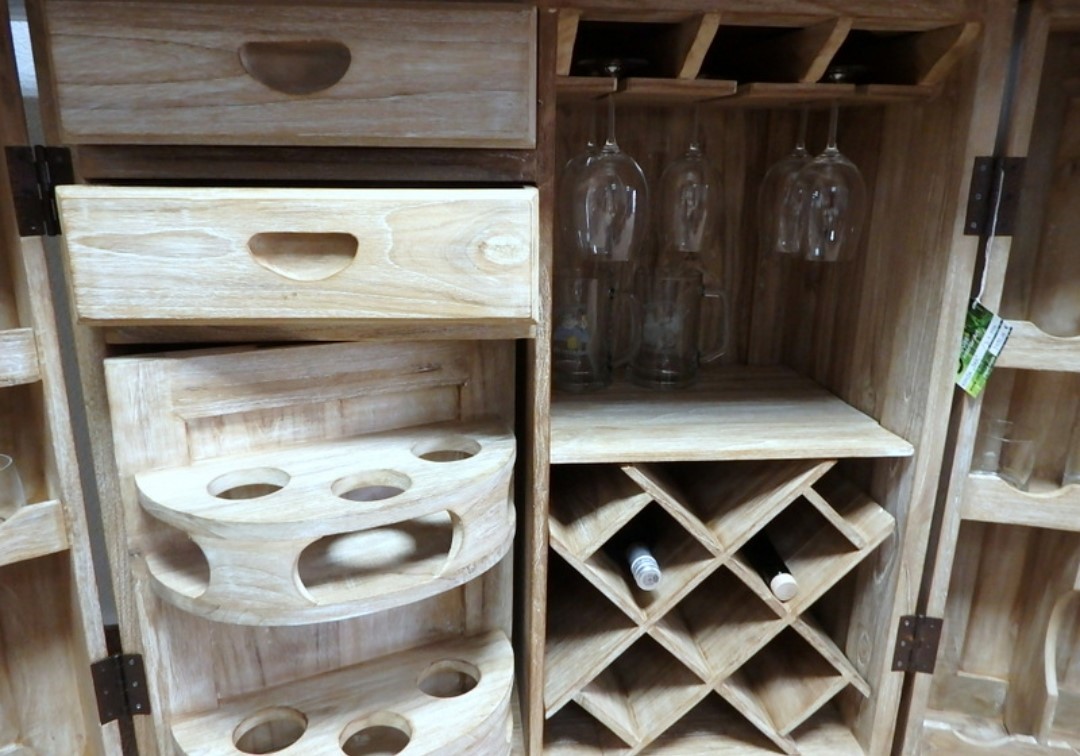  Skrinka barová teakové drevo CASANOVA , rozkladacia