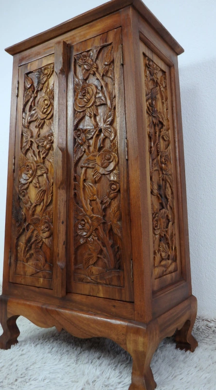 Skrinka do obývačky RUŽA , drevo, ručná práca, Thajsko