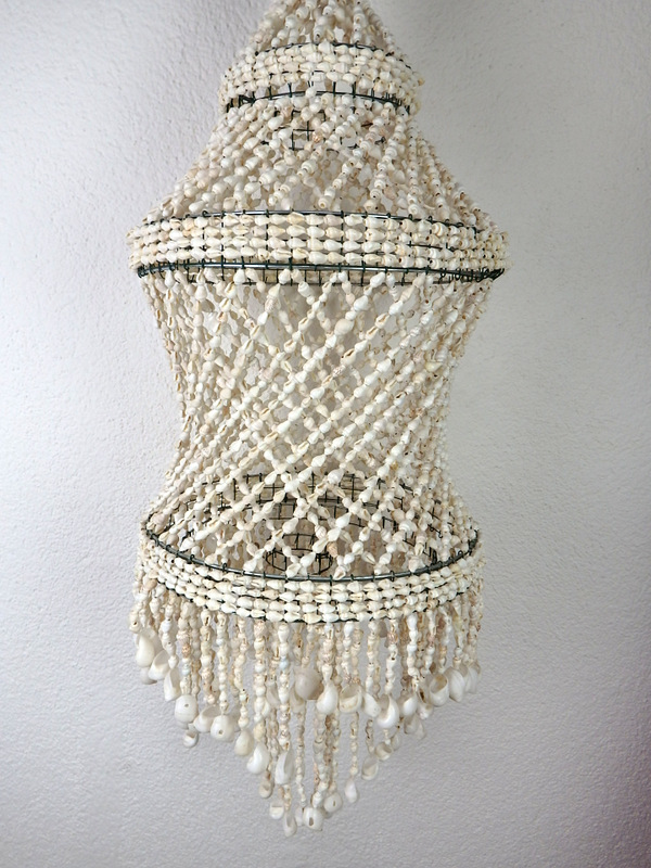 Luster biely z pravých mušlí , 80 cm