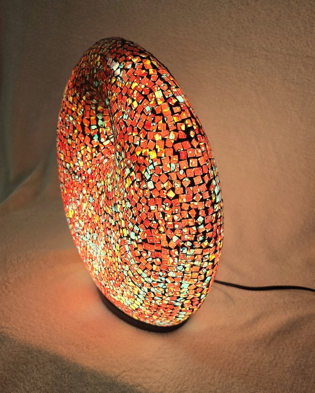 Stolná lampa ART DONAT, vínová, 36 cm ručná práca