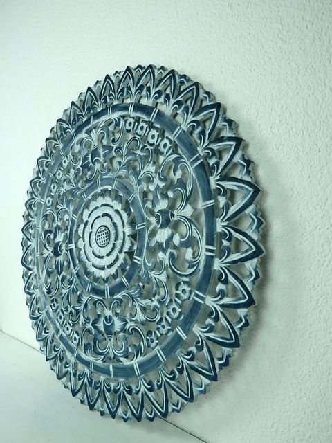 Dekorácia na stenu MANDALA modrá/biela, 60 cm