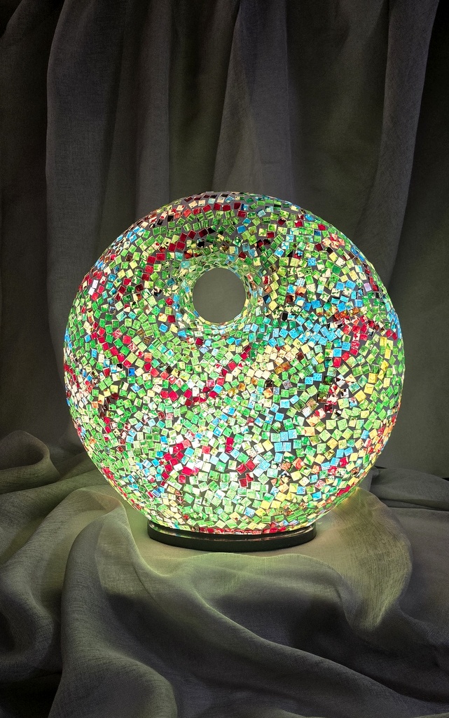 Stolná lampa DONAT zelená, 36 cm, mozaika, ručná práca, 