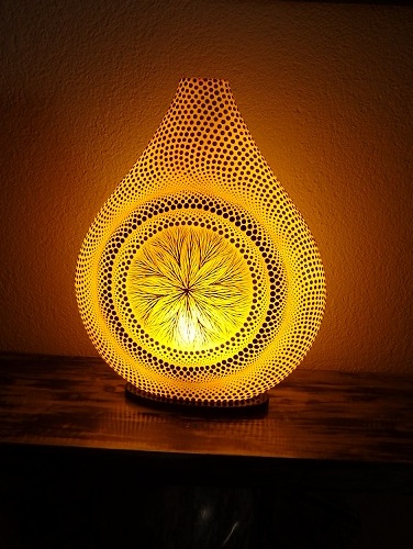 Lampa stolná Mandala žltá, ručne maľovaná obojstranne, 40 cm