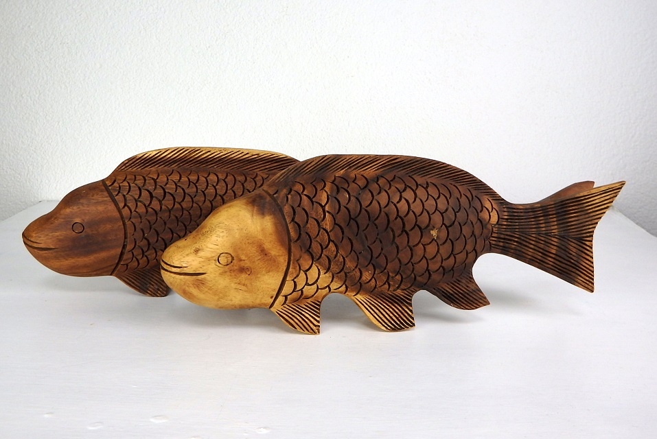 Sošky rybky KOI KAPOR set 2 kusy, exotické drevo, ručná práca