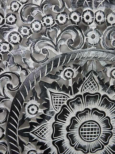 Dekorácia na stenu Mandala sivá, 110x110 cm,  exotické drevo, ručná práca