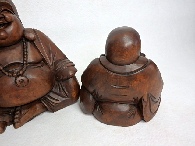 Soška Happy Budha, exotické drevo, ručná práca, hnedý